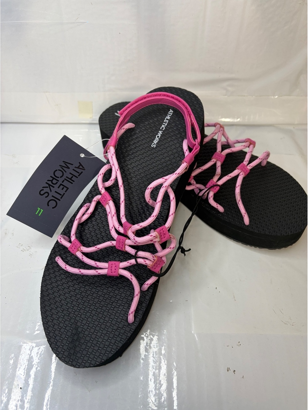Athletic Works Pink Rope Sandals Adjustable Fit Size 11